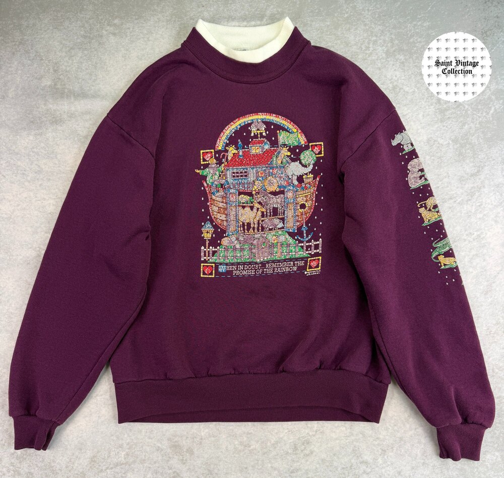 Vintage 1990s Jezrees Morning Sun Noah's Ark Medium Sweatshirt